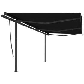 Toldo retráctil manual con postes gris antracita 6x3,5 m de , Toldos - Ref: Foro24-3070279, Precio: 750,99 €, Descuento: %