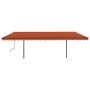 Retractable manual awning with orange and brown LED light, 6x3.5 m. by , Awnings - Ref: Foro24-3070285, Price: 764,42 €, Disc...