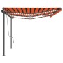 Retractable manual awning with orange and brown LED light, 6x3.5 m. by , Awnings - Ref: Foro24-3070285, Price: 764,42 €, Disc...