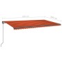 Retractable manual awning with orange and brown LED light, 6x3.5 m. by , Awnings - Ref: Foro24-3070285, Price: 764,42 €, Disc...