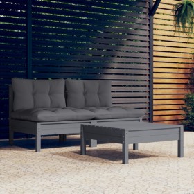 3-piece garden furniture set with anthracite cushions made of pine wood by , Garden sets - Ref: Foro24-3096000, Price: 237,99...