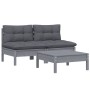 3-piece garden furniture set with anthracite cushions made of pine wood by , Garden sets - Ref: Foro24-3096000, Price: 237,99...