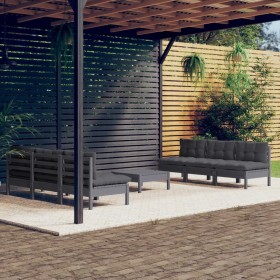 7-piece garden furniture set with anthracite cushions made of pine wood by , Garden sets - Ref: Foro24-3096096, Price: 651,99...