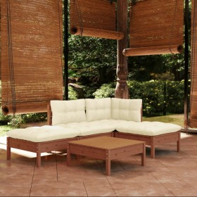 5-piece garden furniture set with pine wood cushions in honey brown. by , Garden sets - Ref: Foro24-3096295, Price: 399,99 €,...