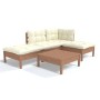 5-piece garden furniture set with pine wood cushions in honey brown. by , Garden sets - Ref: Foro24-3096295, Price: 399,46 €,...