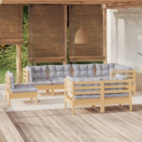 8-piece garden furniture set with solid pine wood cushions by , Garden sets - Ref: Foro24-3096513, Price: 663,99 €, Discount: %