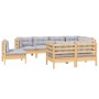 8-piece garden furniture set with solid pine wood cushions by , Garden sets - Ref: Foro24-3096513, Price: 683,99 €, Discount: %