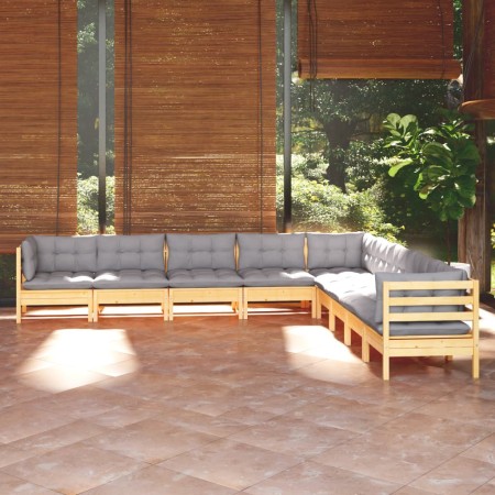 9-piece garden furniture set with solid pine wood cushions by , Garden sets - Ref: Foro24-3096814, Price: 742,53 €, Discount: %