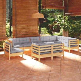 10-piece garden furniture set with solid pine wood cushions by , Garden sets - Ref: Foro24-3096778, Price: 827,34 €, Discount: %