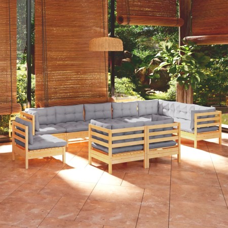 10-piece garden furniture set with solid pine wood cushions by , Garden sets - Ref: Foro24-3096778, Price: 802,99 €, Discount: %