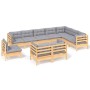 10-piece garden furniture set with solid pine wood cushions by , Garden sets - Ref: Foro24-3096778, Price: 802,99 €, Discount: %