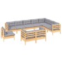 10-piece garden furniture set with solid pine wood cushions by , Garden sets - Ref: Foro24-3096778, Price: 802,99 €, Discount: %