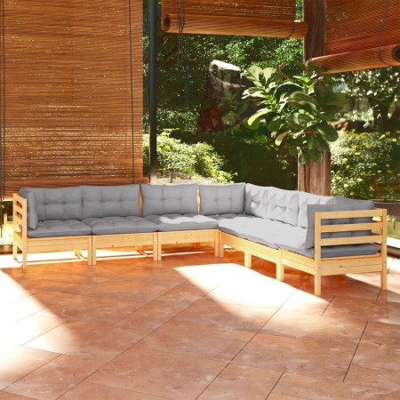 Juego de muebles de jardín 7 pzas y cojines madera maciza pino de , Conjuntos de jardín - Ref: Foro24-3096790, Precio: 552,35...