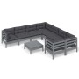 9-piece garden furniture set with gray cushions made of pine wood by , Garden sets - Ref: Foro24-3096979, Price: 813,35 €, Di...