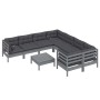 9-piece garden furniture set with gray cushions made of pine wood by , Garden sets - Ref: Foro24-3096979, Price: 813,35 €, Di...