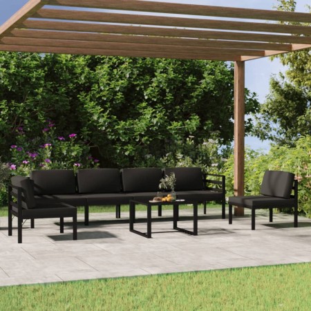 Garden furniture set 7 pieces and cushions anthracite gray aluminum by , Garden sets - Ref: Foro24-3107794, Price: 896,39 €, ...