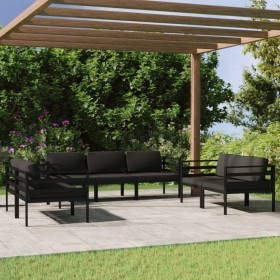 Garden furniture set 7 pieces and cushions anthracite gray aluminum by , Garden sets - Ref: Foro24-3107796, Price: 943,12 €, ...