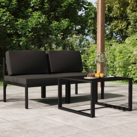 Set muebles de jardín 3 pzas y cojines aluminio gris antracita de , Conjuntos de jardín - Ref: Foro24-3107782, Precio: 416,69...