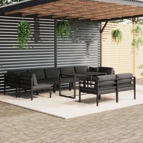 Set muebles de jardín 10 pzas y cojines aluminio gris antracita de , Conjuntos de jardín - Ref: Foro24-3115927, Precio: 1,00 ...