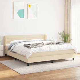 Box spring bed with cream fabric mattress 160x200 cm by , Beds and slatted bases - Ref: Foro24-3126338, Price: 518,99 €, Disc...