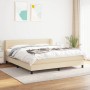 Cama box spring con colchón tela color crema 160x200 cm de , Camas y somieres - Ref: Foro24-3126338, Precio: 508,19 €, Descue...