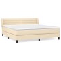 Cama box spring con colchón tela color crema 160x200 cm de , Camas y somieres - Ref: Foro24-3126338, Precio: 508,19 €, Descue...