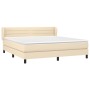 Cama box spring con colchón tela color crema 160x200 cm de , Camas y somieres - Ref: Foro24-3126338, Precio: 508,19 €, Descue...