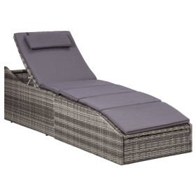 Tumbona con cojín ratán sintético gris de vidaXL, Tumbonas - Ref: Foro24-46540, Precio: 240,99 €, Descuento: %