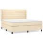 Cama box spring con colchón tela color crema 180x200 cm de , Camas y somieres - Ref: Foro24-3128066, Precio: 624,78 €, Descue...