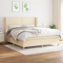 Cama box spring con colchón tela color crema 180x200 cm de , Camas y somieres - Ref: Foro24-3128466, Precio: 630,99 €, Descue...