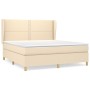 Cama box spring con colchón tela color crema 180x200 cm de , Camas y somieres - Ref: Foro24-3128466, Precio: 630,99 €, Descue...