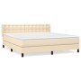 Cama box spring con colchón tela color crema 180x200 cm de , Camas y somieres - Ref: Foro24-3130054, Precio: 565,72 €, Descue...