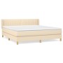 Cama box spring con colchón tela color crema 180x200 cm de , Camas y somieres - Ref: Foro24-3130454, Precio: 531,99 €, Descue...