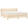 Cama box spring con colchón tela color crema 180x200 cm de , Camas y somieres - Ref: Foro24-3130454, Precio: 531,99 €, Descue...