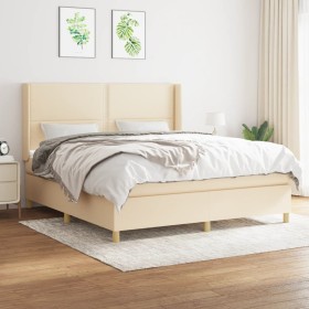 Box spring bed with cream fabric mattress 180x200 cm by , Beds and slatted bases - Ref: Foro24-3131934, Price: 635,47 €, Disc...