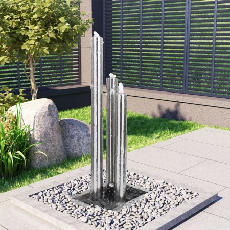 Silver stainless steel garden fountain 48x34x123 cm by vidaXL, Fountains and waterfalls - Ref: Foro24-48091, Price: 371,88 €,...