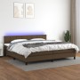 Box spring bed mattress LED lights dark brown fabric 200x200 cm by , Beds and slatted bases - Ref: Foro24-3133184, Price: 579...