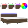 Cama box spring colchón luces LED tela marrón oscuro 200x200 cm de , Camas y somieres - Ref: Foro24-3133184, Precio: 596,11 €...