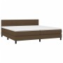 Cama box spring colchón luces LED tela marrón oscuro 200x200 cm de , Camas y somieres - Ref: Foro24-3133184, Precio: 596,11 €...