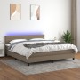 Box spring bed with mattress and LED lights taupe gray fabric 160x200 cm by , Beds and slatted bases - Ref: Foro24-3133249, P...