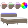 Boxspringbett mit Matratze und LED-Leuchten taupegrauer Stoff 160x200 cm von , Betten und Lattenroste - Ref: Foro24-3133249, ...