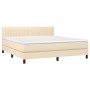 Cama box spring colchón y luces LED tela crema 160x200 cm de , Camas y somieres - Ref: Foro24-3133330, Precio: 526,82 €, Desc...