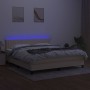 Cama box spring colchón y luces LED tela crema 160x200 cm de , Camas y somieres - Ref: Foro24-3133330, Precio: 526,82 €, Desc...