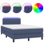 Cama box spring con colchón y LED tela azul 120x200 cm de , Camas y somieres - Ref: Foro24-3133387, Precio: 397,46 €, Descuen...