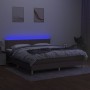 Box spring bed with LED mattress taupe gray fabric 160x200 cm by , Beds and slatted bases - Ref: Foro24-3133649, Price: 491,9...