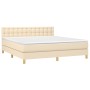 Cama box spring con colchón y LED tela crema 180x200 cm de , Camas y somieres - Ref: Foro24-3134058, Precio: 559,56 €, Descue...