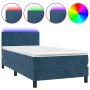 Box spring bed with mattress and LED dark blue velvet 100x200 cm by , Beds and slatted bases - Ref: Foro24-3134271, Price: 33...