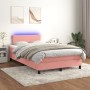 Box spring bed with mattress and LED pink velvet 120x200 cm by , Beds and slatted bases - Ref: Foro24-3134278, Price: 408,73 ...