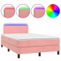 Box spring bed with mattress and LED pink velvet 120x200 cm by , Beds and slatted bases - Ref: Foro24-3134278, Price: 408,73 ...