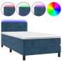 Box spring bed with mattress and LED dark blue velvet 100x200 cm by , Beds and slatted bases - Ref: Foro24-3134451, Price: 34...